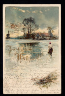 AK Weihnachten: Winterliche Dorfidylle Weiher Bäuerin Windmühle, HAMBURG 1900  - Sonstige & Ohne Zuordnung