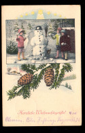 AK Weihnachten: Kinder Bei Schneeballschlacht Schneemann Tannenzapfen, CÖLN 1916 - Otros & Sin Clasificación