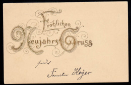 AK Neujahr: Vergoldete Glückwünsche, ASCHERSLEBEN 31.12.1901 - New Year