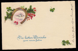 AK Neujahr: Kleinbild Im Hufeisen Mit Tannengrün Und Beeren, ST. PÖLTEN 30.12.33 - New Year