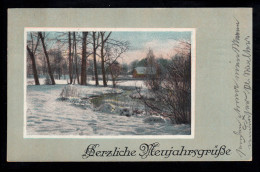 AK Neujahr: Winterlandschaft Mit Fluss Haus Bäumen, HALLE / SAALE 31.12.19 - Anno Nuovo