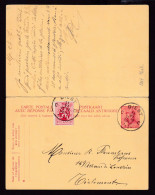 130/41 - Entier Double Casqué + TP Lion Héraldique DIEST 1930 Vers TIRLEMONT , Réponse THIENEN Vers DIEST - Postcards 1909-1934