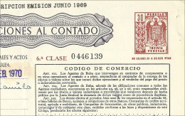 1970 Póliza De OPERACIONES AL CONTADO—Timbre 6a Clase 30 Ptas—Timbrología—Entero Fiscal - Fiscale Zegels