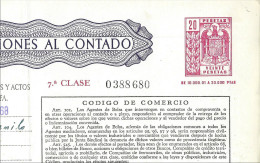 1968 Póliza De OPERACIONES AL CONTADO—Timbre 7a Clase 20 Ptas—Timbrología—Entero Fiscal - Steuermarken