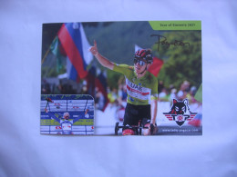 Cyclisme - Autographe - Carte Signée Tadej Pogacar 15 X 21 Cm - Wielrennen