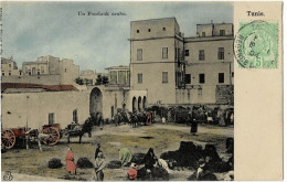 Tunis Un Fondouk Arabe Circulée En 1904 - Túnez