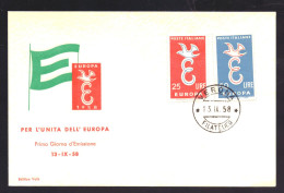 Italie / Italia / Italien / Italy 1016 & 1017 FDC Europa CEPT (1958) - FDC