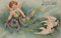 FANTAISIE  -  BONNE ANNEE  -  GAUFREE  -  1905  -  ANGE  -  COLOMBES  - - Año Nuevo