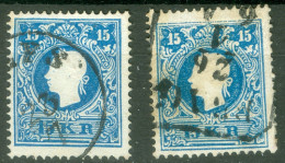 Autriche  Yv 16 Par 2   Ou  ANK 15 II Ob TB  2 Exemplaires  - Used Stamps