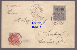 Autriche Lettre Brief Cover Flugpost Mi 221 227 Y&T Timbre N°162 PA3 Cachet Wien 1918 Pour Lemberg - Lettres & Documents