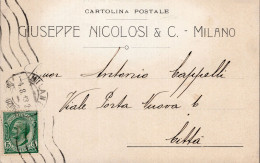 Regno D'Italia (1913) - Ditta Giuseppe Nicolosi - Cartolina Da Milano Per Città - Marcofilie