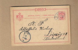 Los Vom 05.05  Ganzsache-Postkarte Aus Nisch Nach Leipzig 1903 - Serbie