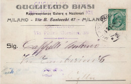 Regno D'Italia (1913) - Ditta Guglielmo Biasi - Cartolina Da Milano Per Città - Storia Postale