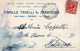 Regno D'Italia (1913) - Ditta Claudio Tavelli - Cartolina Da Sondrio Per Milano - Marcophilia