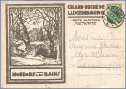 LUXEMBOURG - ROSPORT T-33 - 1927 Mondorf 30c Viewcard (Bridge) To Luxembourg-Gare - Postwaardestukken