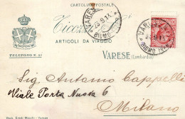 Regno D'Italia (1913) - Ditta Ticozzi & C.- Cartolina Da Varese Per Milano - Marcophilie