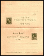 CARTE + CARTE RÉPONSE / ESPAGNE PORTUGAL - (1879) - ROI Alfonso XII - Storia Postale