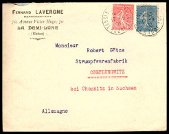 LETTRE DE TASSIN LA DEMI-LUNE - 1930 - SEMEUSE LIGNÉE - POUR OBERLUNGWITZ - Lettres & Documents