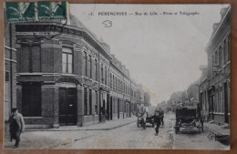 13 - Pérenchies - Rue De Lille - Poste Et Télégraphe - Ed. ELD - Circulé En 1907 - Animation Bien Sympathique! - Lille