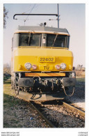 PHOTO Originale TRAINS Wagon Locomotive Electrique BB 22402 TU De Face Pour Le Tunnel Sous La Manche Non Datée - Treni