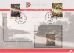 18-46 4254  EC CS HK BK 4254 FDC Emission Commune Belgique Monaco  Carte Souvenir   Exposition Bruges Prince Albert II M - Cartes Souvenir – Emissions Communes [HK]