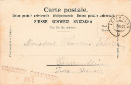Suisse Franchise Militaire Dragoner Schwadron N°7 Militaria Sur Cpa De L'eglise De Thierrens - Postmark Collection