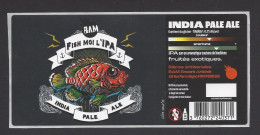 Etiquette De Bière IPA  -  Fish Moi L'IPA  -   Brasserie BAM  à Périgueux  (24) - Bier