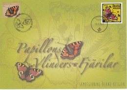 18-47 4321  EC CS HK BK 4321 FDC Emission Commune Belgique Aland  Carte Souvenir  Insecte Papillon Aglais Urticae Vlinde - Cartoline Commemorative - Emissioni Congiunte [HK]