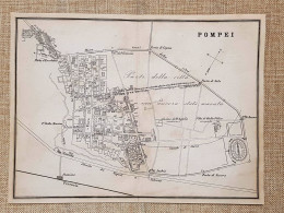 Rara Pianta Topografica Di Pompei Anno 1873 Artaria Di Ferdinando Sacchi E Figli - Geographical Maps