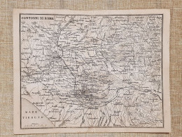 Antica Carta Geografica Contorni Di Roma Anno 1873 Artaria Di Sacchi E Figli (2) - Carte Geographique