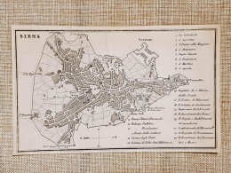 Rara Pianta Topografica Di Siena Anno 1873 Artaria Di Ferdinando Sacchi E Figli - Mapas Geográficas