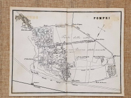 Rara Ed Antica Pianta Topografica Pompei Anno 1871 Ferdinando Artaria E Figlio - Mapas Geográficas