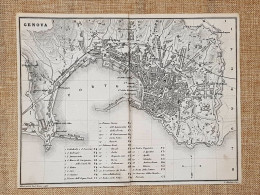 Rara Ed Antica Pianta Topografica Genova Anno 1871 Ferdinando Artaria E Figlio - Carte Geographique