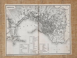 Rara Ed Antica Pianta Topografica Genova Anno 1871 Ferdinando Artaria E Figlio - Geographische Kaarten