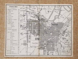 Rara Ed Antica Pianta Topografica Torino Anno 1871 Ferdinando Artaria E Figlio - Carte Geographique