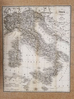 Antica E Rara Carta Geografica L'Italia Anno 1871 Ferdinando Artaria E Figlio - Carte Geographique