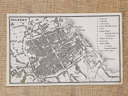 Rara Ed Antica Pianta Topografica Palermo Anno 1871 Ferdinando Artaria E Figlio - Geographische Kaarten