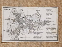 Rara Ed Antica Pianta Topografica Di Siena Anno 1871 Ferdinando Artaria E Figlio - Carte Geographique