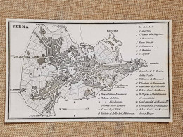 Rara Ed Antica Pianta Topografica Di Siena Anno 1871 Ferdinando Artaria E Figlio - Geographische Kaarten