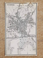 Rara Ed Antica Pianta Topografica Vicenza Anno 1871 Ferdinando Artaria E Figlio - Geographical Maps