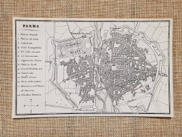 Rara Ed Antica Pianta Topografica Di Parma Anno 1871 Ferdinando Artaria E Figlio - Landkarten