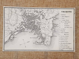 Rara Ed Antica Pianta Topografica Trieste Anno 1871 Ferdinando Artaria E Figlio - Carte Geographique