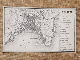 Rara Ed Antica Pianta Topografica Trieste Anno 1871 Ferdinando Artaria E Figlio - Geographische Kaarten