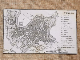 Rara Ed Antica Pianta Topografica Verona Anno 1871 Ferdinando Artaria E Figlio - Geographical Maps