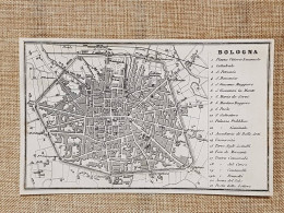 Rara Ed Antica Pianta Topografica Bologna Anno 1871 Ferdinando Artaria E Figlio - Geographical Maps