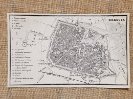 Rara Ed Antica Pianta Topografica Brescia Anno 1871 Ferdinando Artaria E Figlio - Geographische Kaarten