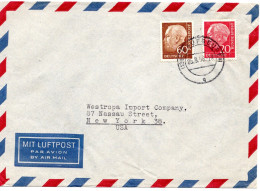 78247 - Bund - 1958 - 60Pfg Heuss II MiF A LpBf KAUFBEUREN -> New York, NY (USA) - Covers & Documents