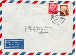 78248 - Bund - 1958 - 60Pfg Heuss II MiF A LpBf KAUFBEUREN -> New York, NY (USA) - Covers & Documents