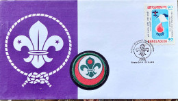 BANGLADESH 2010, PRIVATE COVER SCOUT, HANDMADE CLOTH BADGE, WORLD STAMP EXHIBITION, SCOUT JAMBOREE 1978 STAMP - Bangladesch