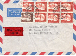 78249 - Bund - 1974 - 7@40Pfg Heinemann MiF A EilLpBf KAUFBEUREN -> NEW YORK, NY (USA) - Storia Postale